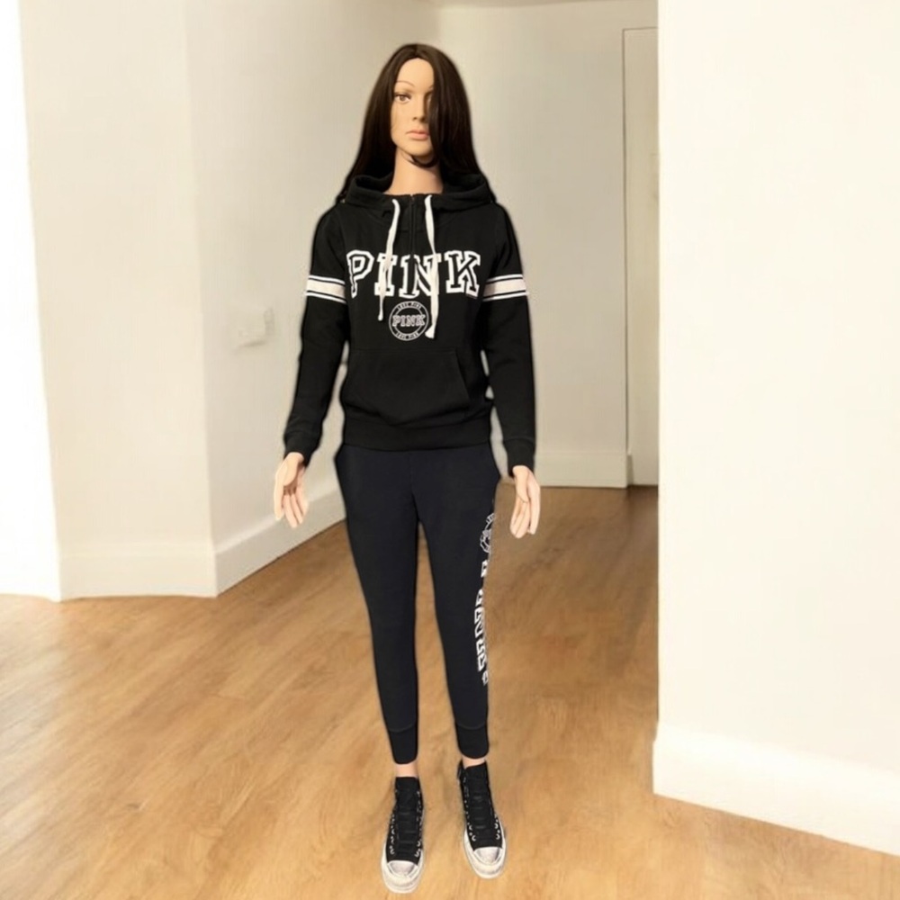 Victoria Secret Love Pink Black Hoodie and Sweatpants Set